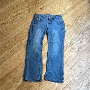Wallflower Bootcut Jeans Size 16 Medium Wash Denim Bling Back Pockets Y2K